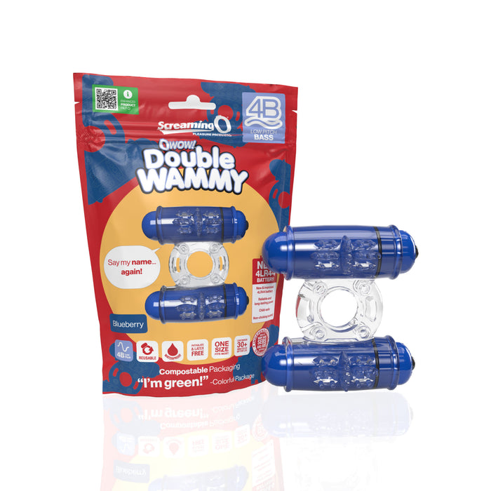 Screaming O 4B Double Wammy Vibrating Cock Ring Blue