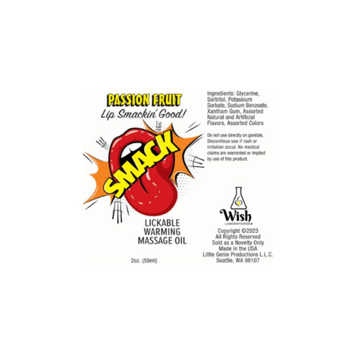 Smack Warming and Lickable Massage Oil Passion Fruit 2oz