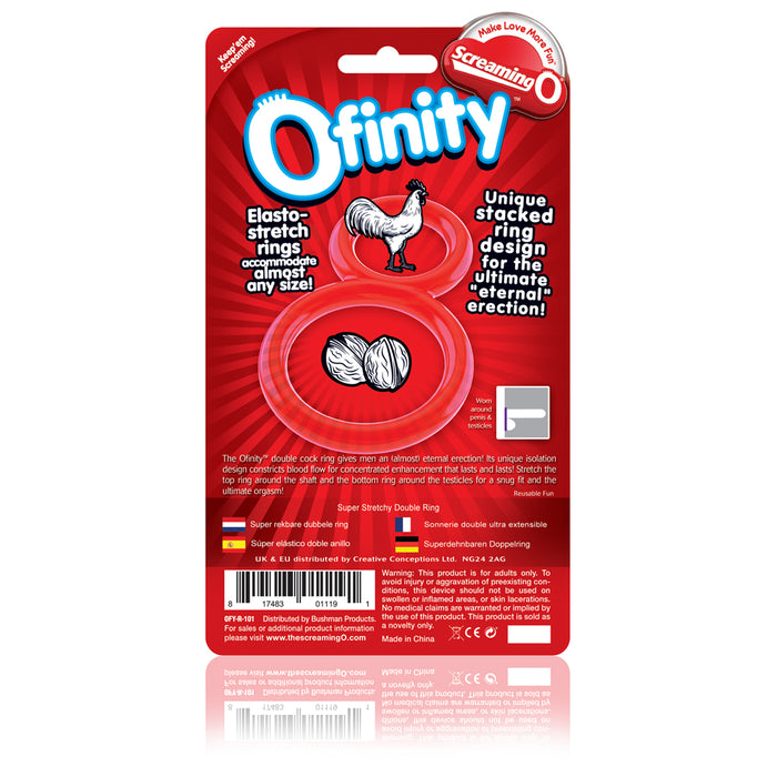 Screaming O Ofinity Double Ring Red Stretchy Penis Ring