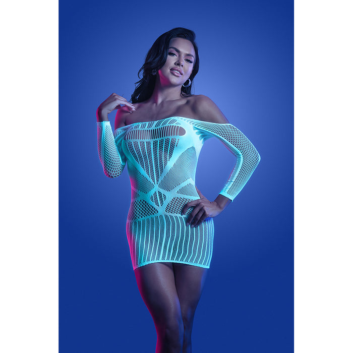 Ascension Long Sleeve Seamless Dress  White/Blue One Size