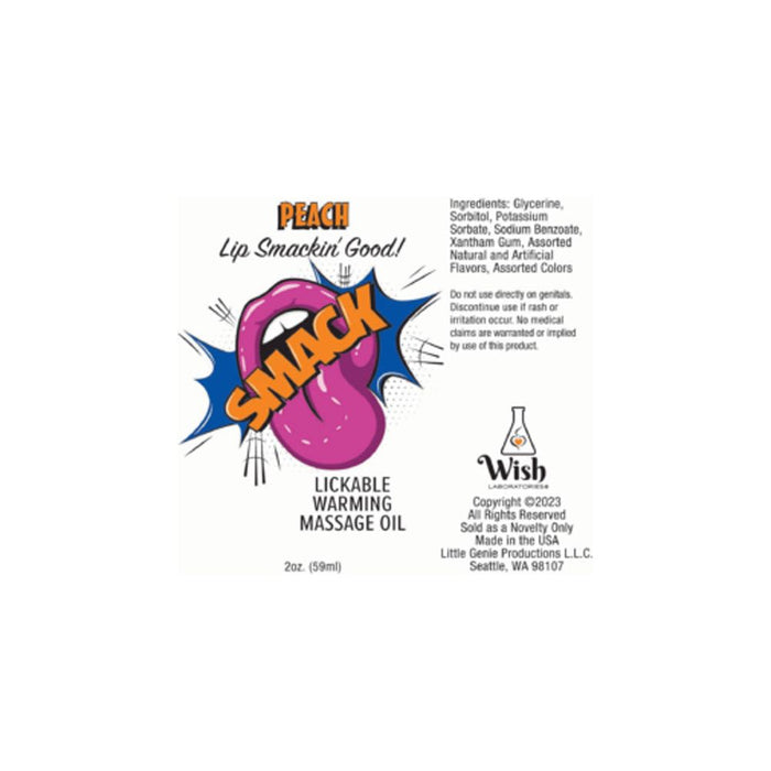 Smack Warming and Lickable Massage Oil Peach 2oz