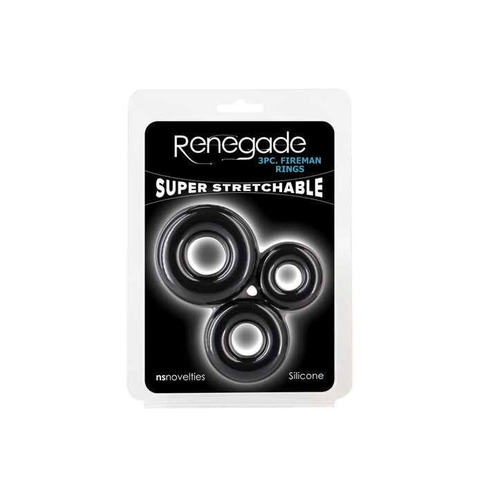 Renegade 3 Piece Fireman Cock Rings Black