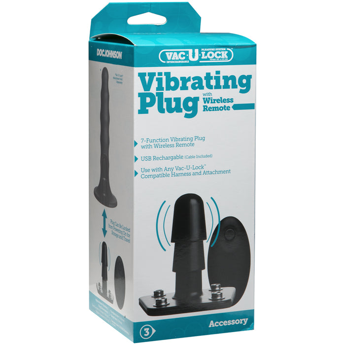 Vac-U-Lock Vibrating Plug With Wireless Remote Black