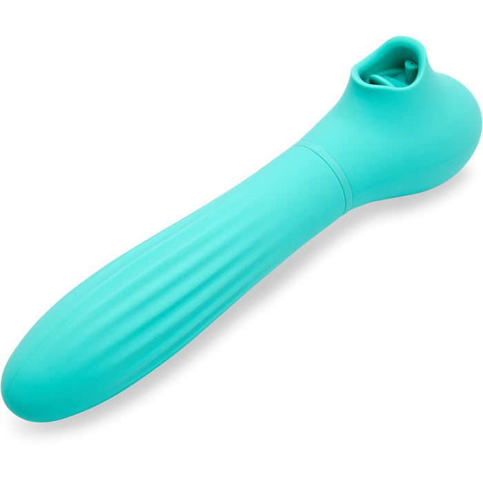 Nu Sensuelle Triple Action Daisy Suction Licking Thrusting Vibrator Teal