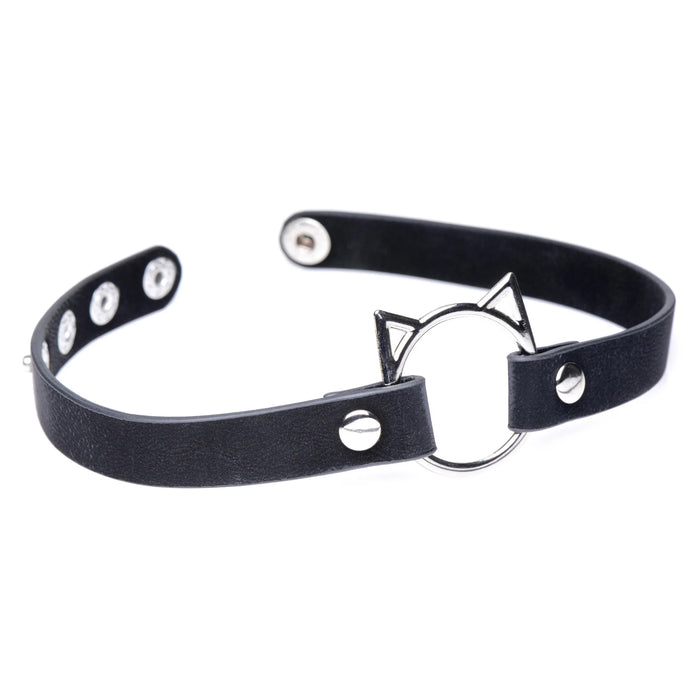 Kinky Kitty Ring Slim Choker Black