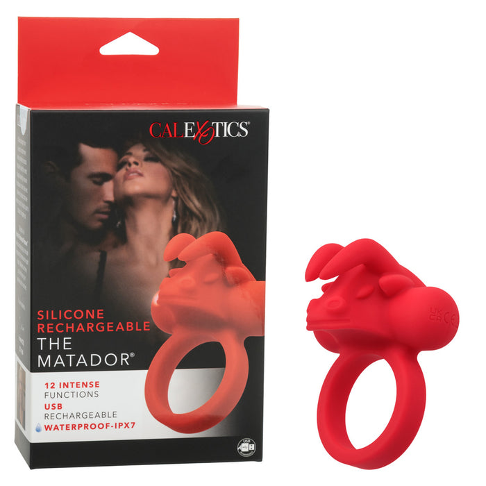 Silicone Rechargeable the Matador Cock Ring Red