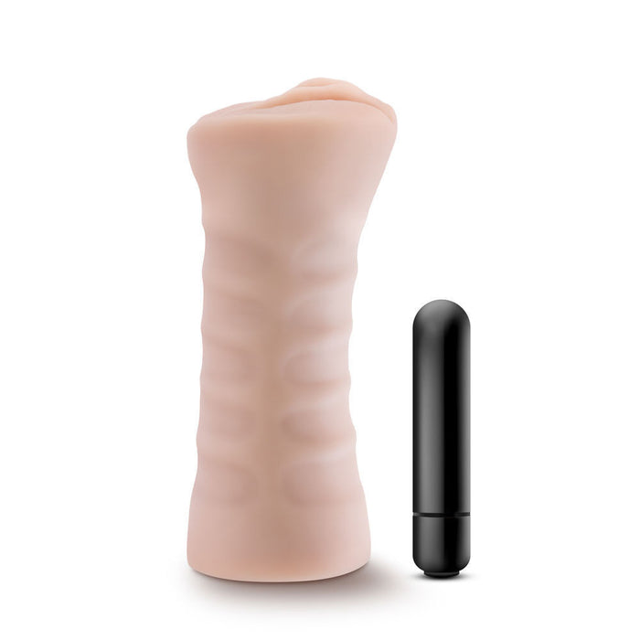 M For Men Rain Beige Realistic Vibrating Male Masturbator