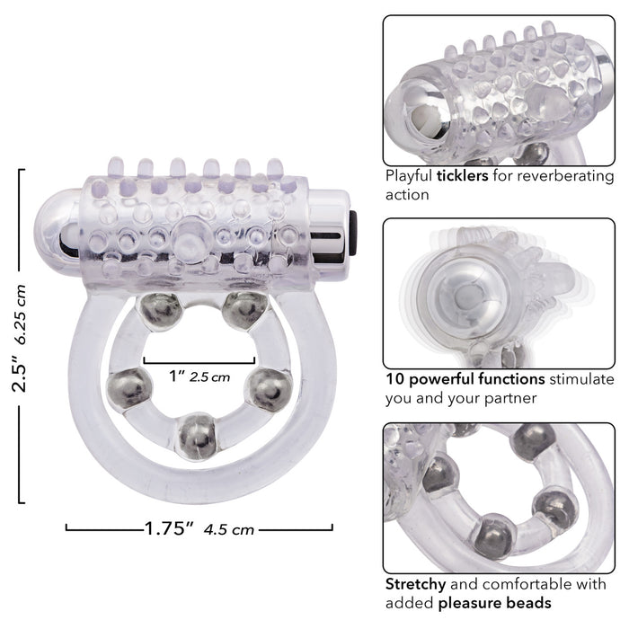 5 Bead Maximus Rechargeable Vibrating Cock Ring Clear