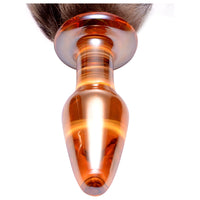 Fox Tail Tapered Glass Anal Butt Plug