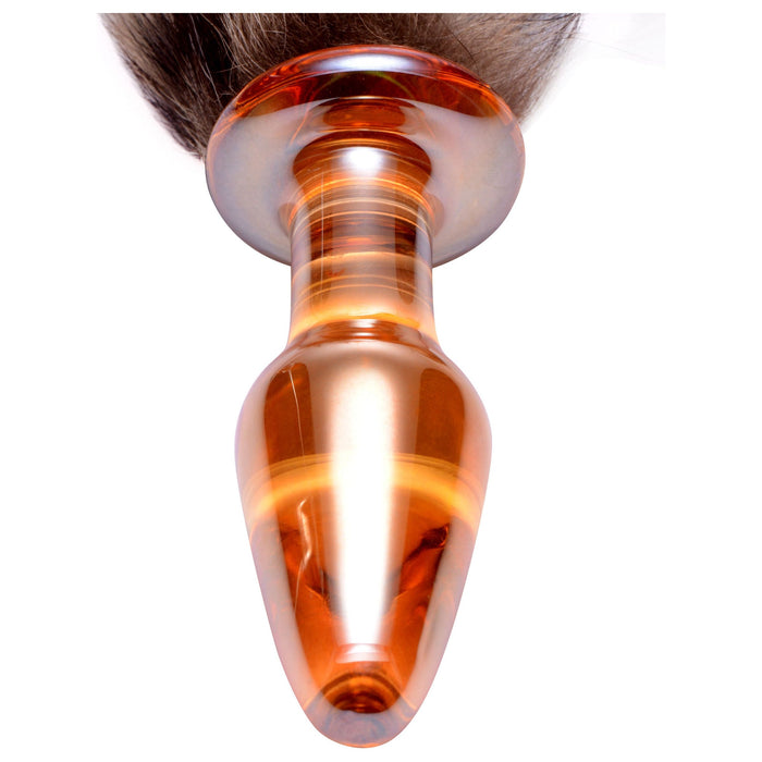 Fox Tail Tapered Glass Anal Butt Plug