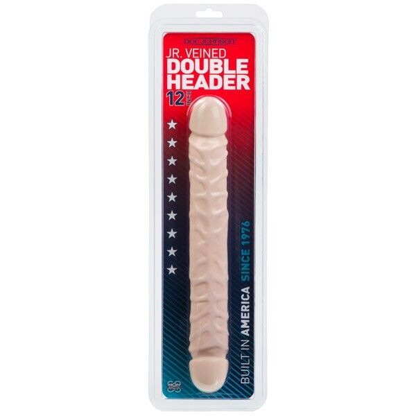 Dildo Jr Veined Double Header 12" Bender Beige Dong