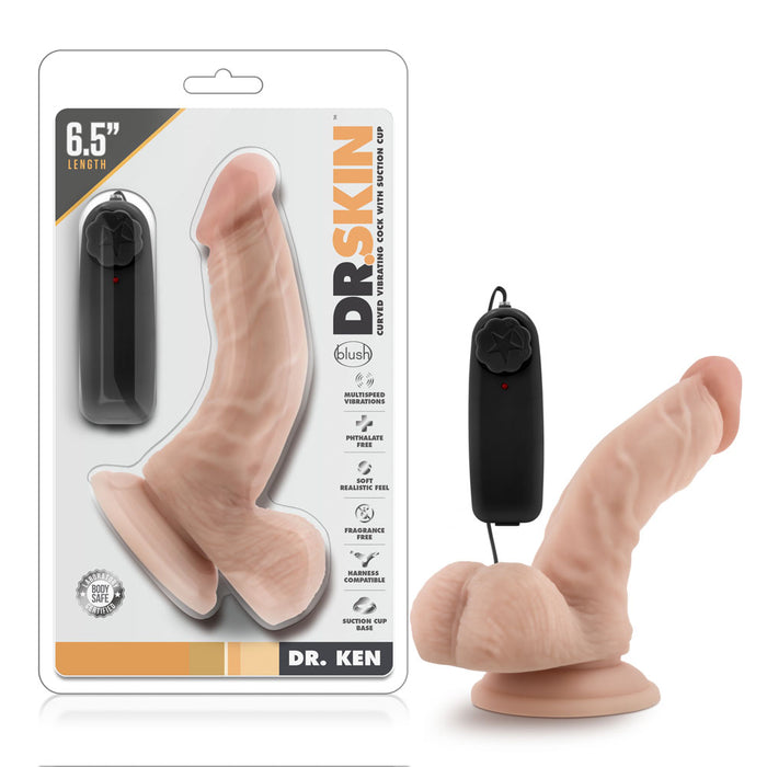 Dr. Skin Dr. Ken 6.5" Vibrating Cock Dildo With Suction Cup Beige