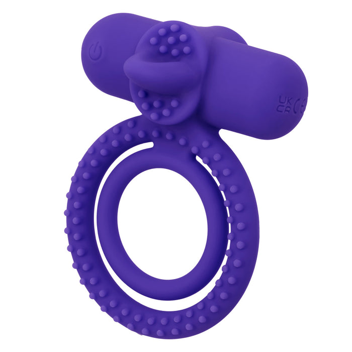 Silicone Rechargeable Dual Climaxer Cock Ring Purple