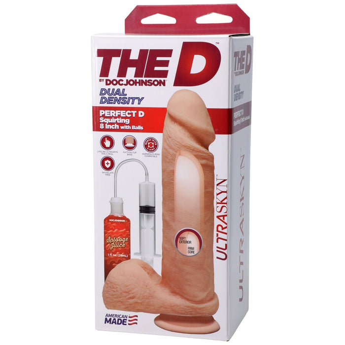 Squirting Dildo The D Perfect D 8" Realistic Dong With Balls Beige