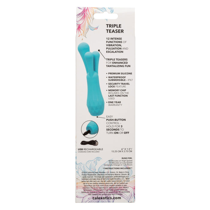 Gia Triple Teaser Rechargeable Silicone Vibrator Blue