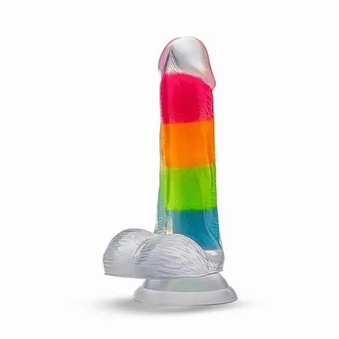 Neo Elite Glow in the Dark Rainbow Rave 6.5" Silicone Dual Density Dildo