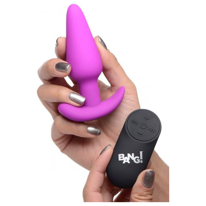 Bang 21x Vibrating Silicone Butt Plug With Remote Purple