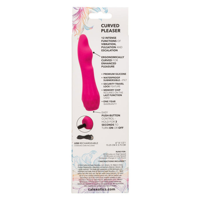 Gia Curved Pleaser Rechargeable Silicone Vibrator Pink