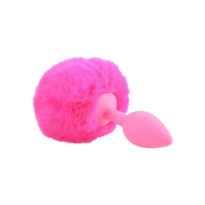 Neon Bunny Tail Butt Plug Pink