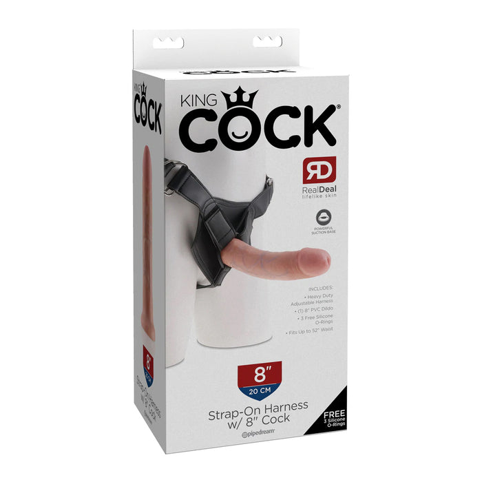 King Cock Strap-on Harness with 8" Dildo Beige