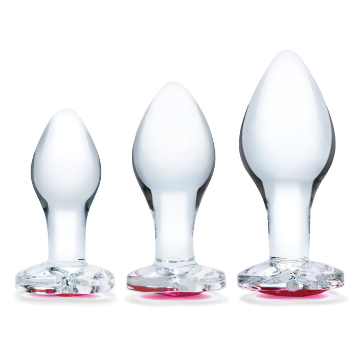 Glas 3Pc Heart Jewel Glass Anal Training Kit