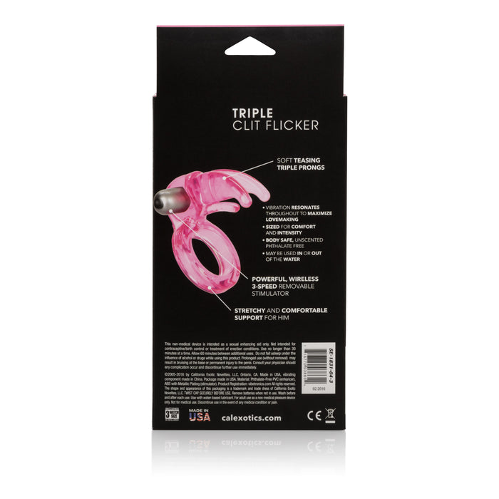 CalExotics Triple Clit Flicker Cock Ring Pink