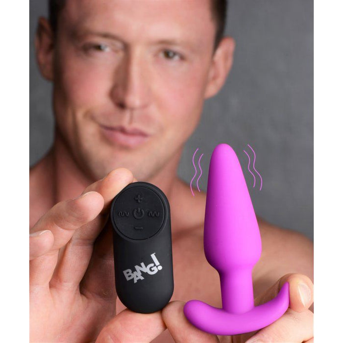 Bang 21x Vibrating Silicone Butt Plug With Remote Purple