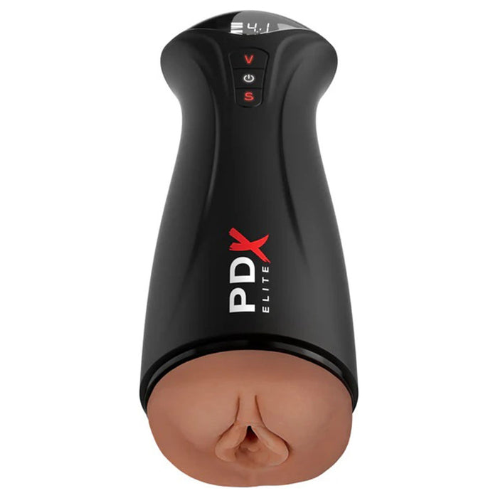 PDX Elite Fuck-Gasm Suction and Vibration Stroker Brown