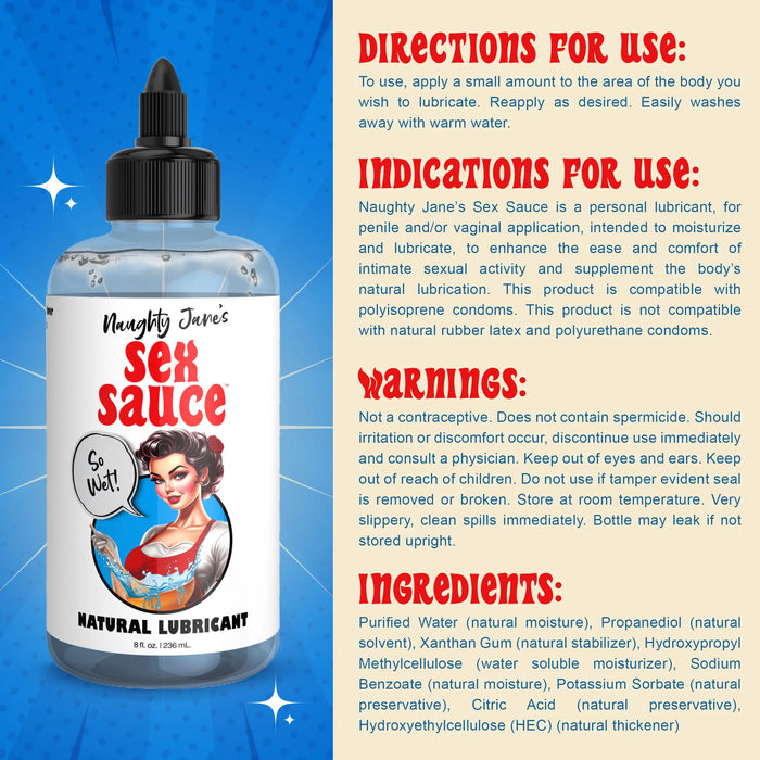 Naughty Jane's Sex Sauce Natural Water Based Personal Lubricant 8oz