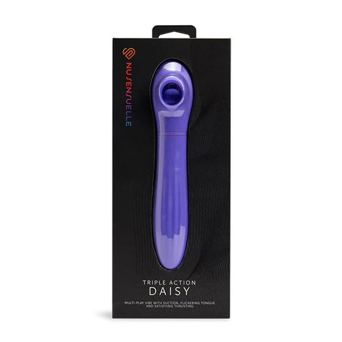 Nu Sensuelle Triple Action Daisy Suction Licking Thrusting Vibrator Purple