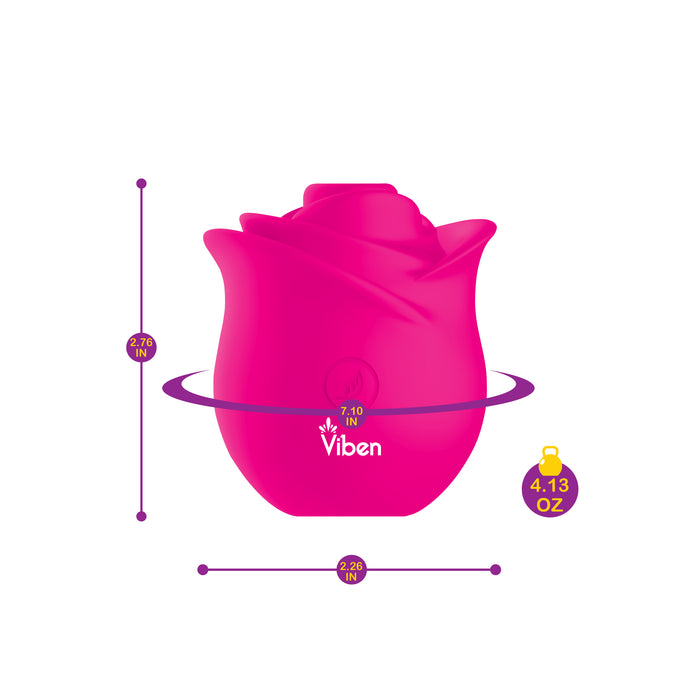 Viben Zen Rose Hot Pink Handheld Rose Clitoral and Nipple Stimulator