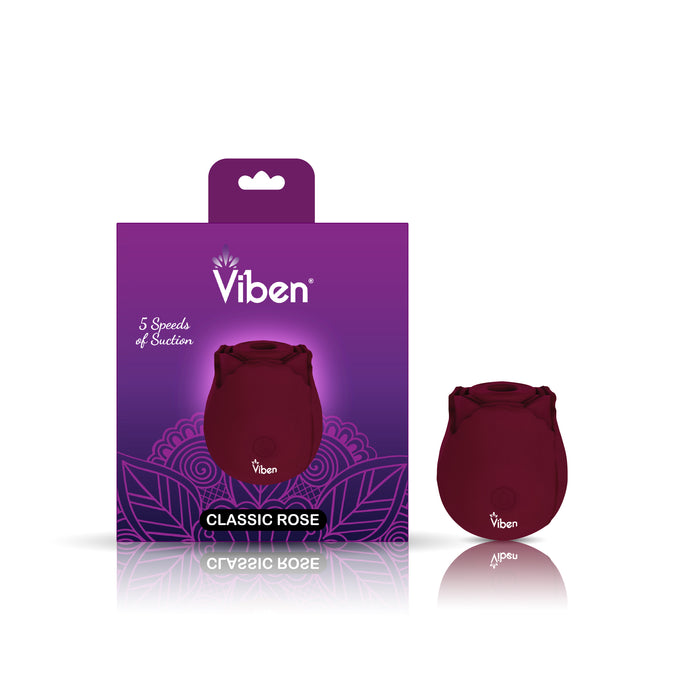 Viben Classic Rose Ruby Handheld Rose Clitoral and Nipple Stimulator