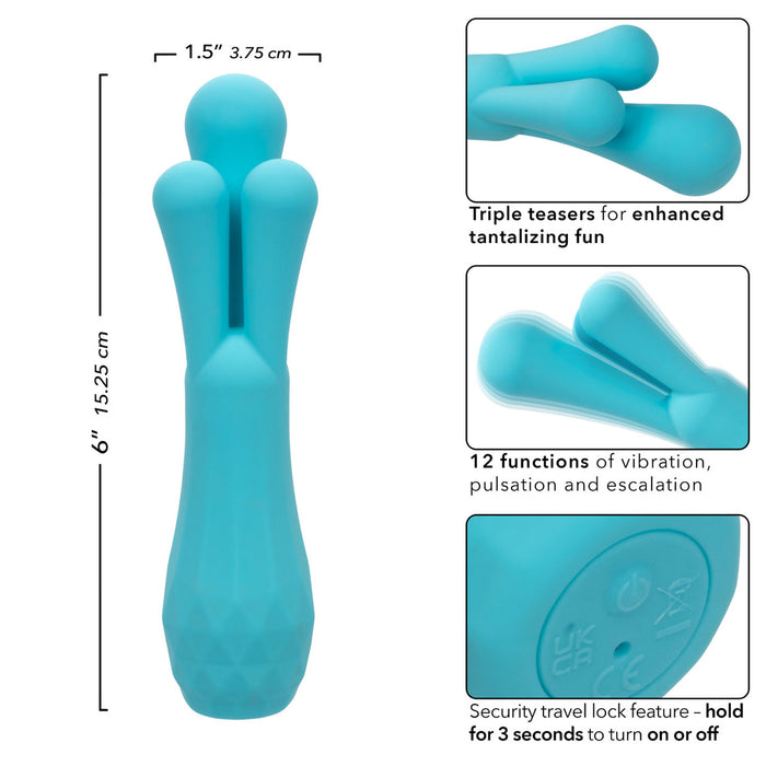 Gia Triple Teaser Rechargeable Silicone Vibrator Blue