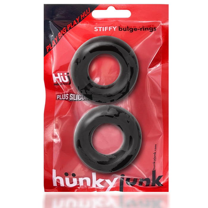 Oxballs Hunkyjunk Stiffy Cock Ring 2 Pack Bulge Black