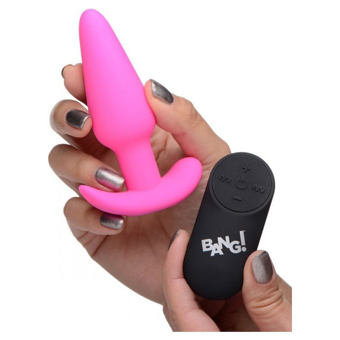 Bang 21x Vibrating Silicone Butt Plug With Remote Pink