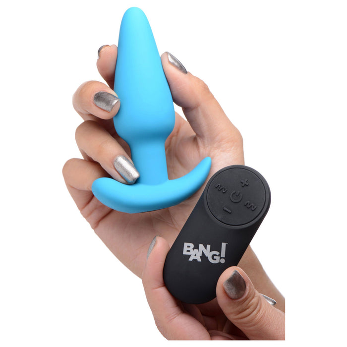 Bang 21x Vibrating Silicone Butt Plug With Remote Blue