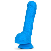 Blush Neo 9 " Dual Density Dildo Neon Blue Realistic Dong w Balls