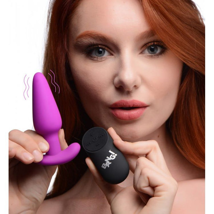 Bang 21x Vibrating Silicone Butt Plug With Remote Purple