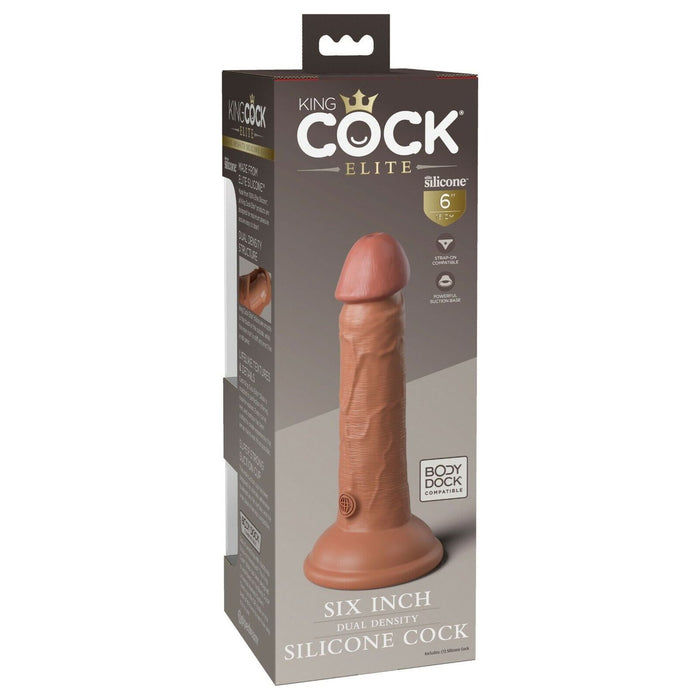 King Cock Elite 6" Silicone Dual Density Dildo Dong Tan