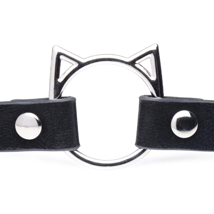 Kinky Kitty Ring Slim Choker Black