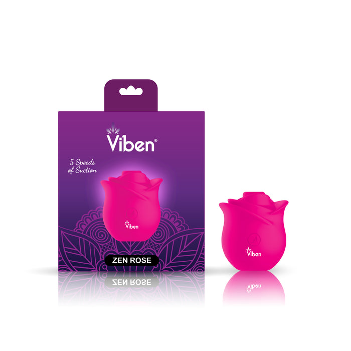 Viben Zen Rose Hot Pink Handheld Rose Clitoral and Nipple Stimulator