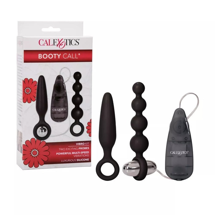 Booty Call Vibro Kit Black Vibrating Anal Butt Plug Vibe Vibrator