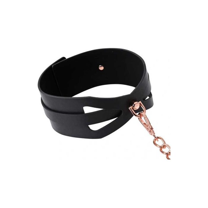 Sex and Mischief Brat Collar and Leash - Black / Rose Gold