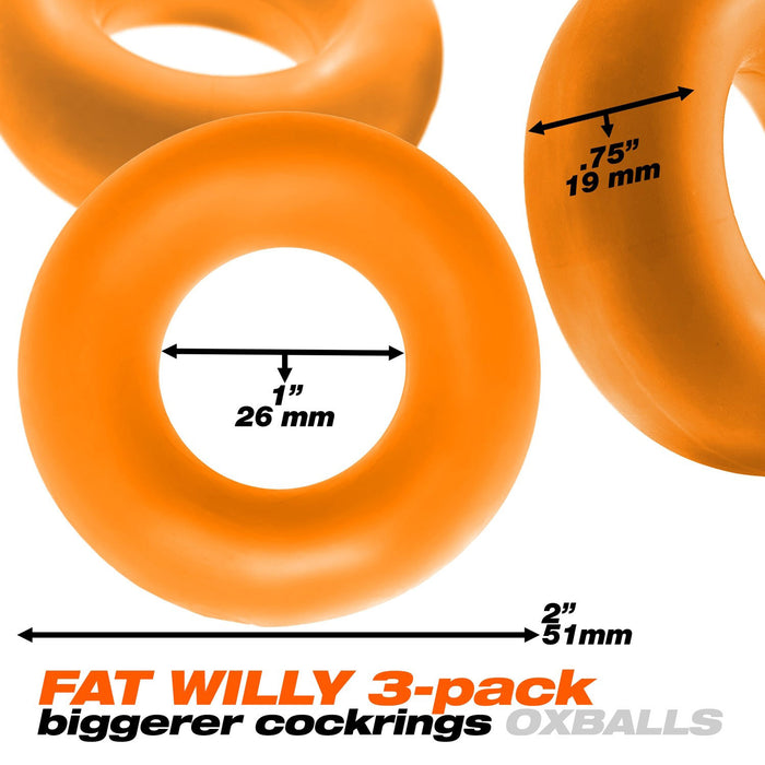 Fat Willy 3-Pack Jumbo C-Rings Orange