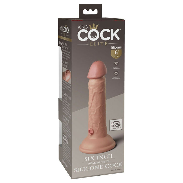 King Cock Elite 6" Silicone Dual Density Dildo Dong Beige