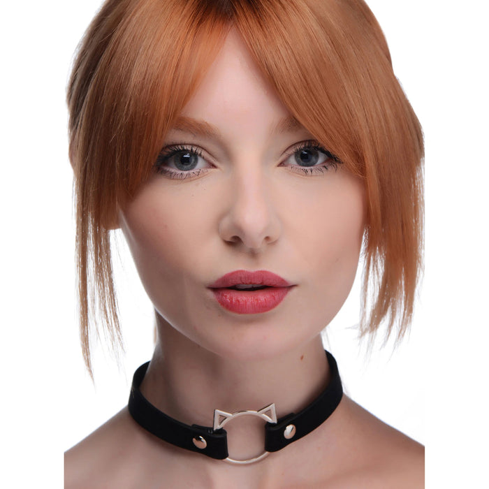 Kinky Kitty Ring Slim Choker Black