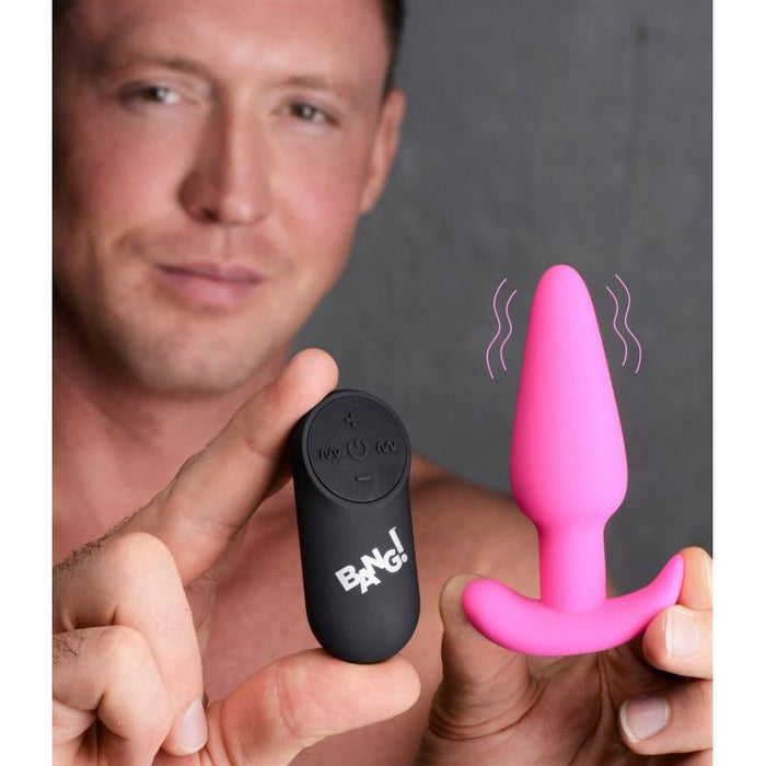 Bang 21x Vibrating Silicone Butt Plug With Remote Pink