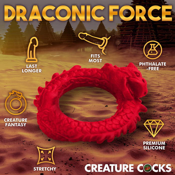 Creature Cocks Rise of the Dragon Silicone Cock Ring Red