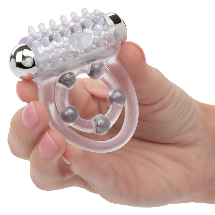 5 Bead Maximus Rechargeable Vibrating Cock Ring Clear