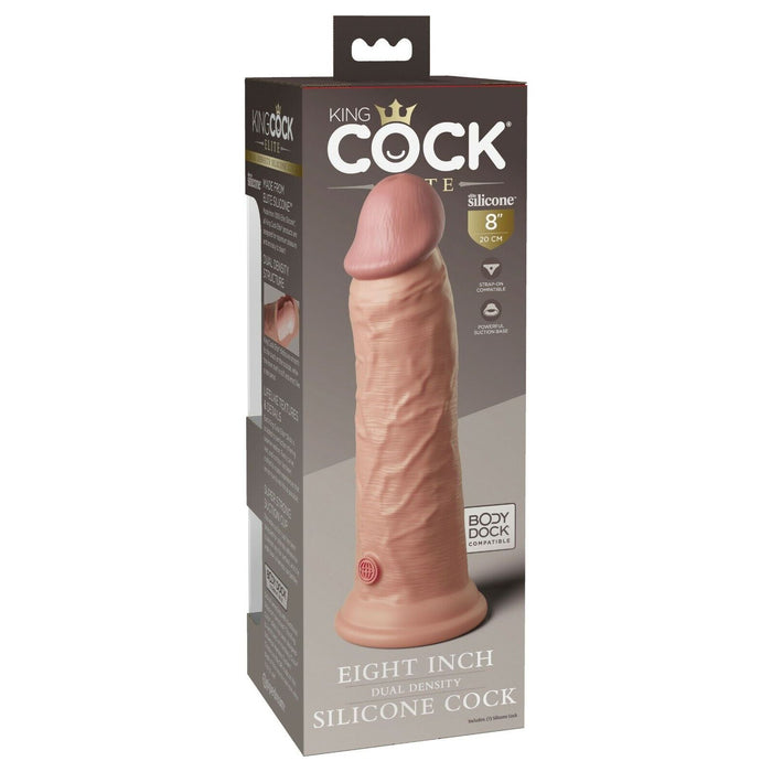 King Cock Elite 8" Dual Density Silicone Dildo Dong Beige